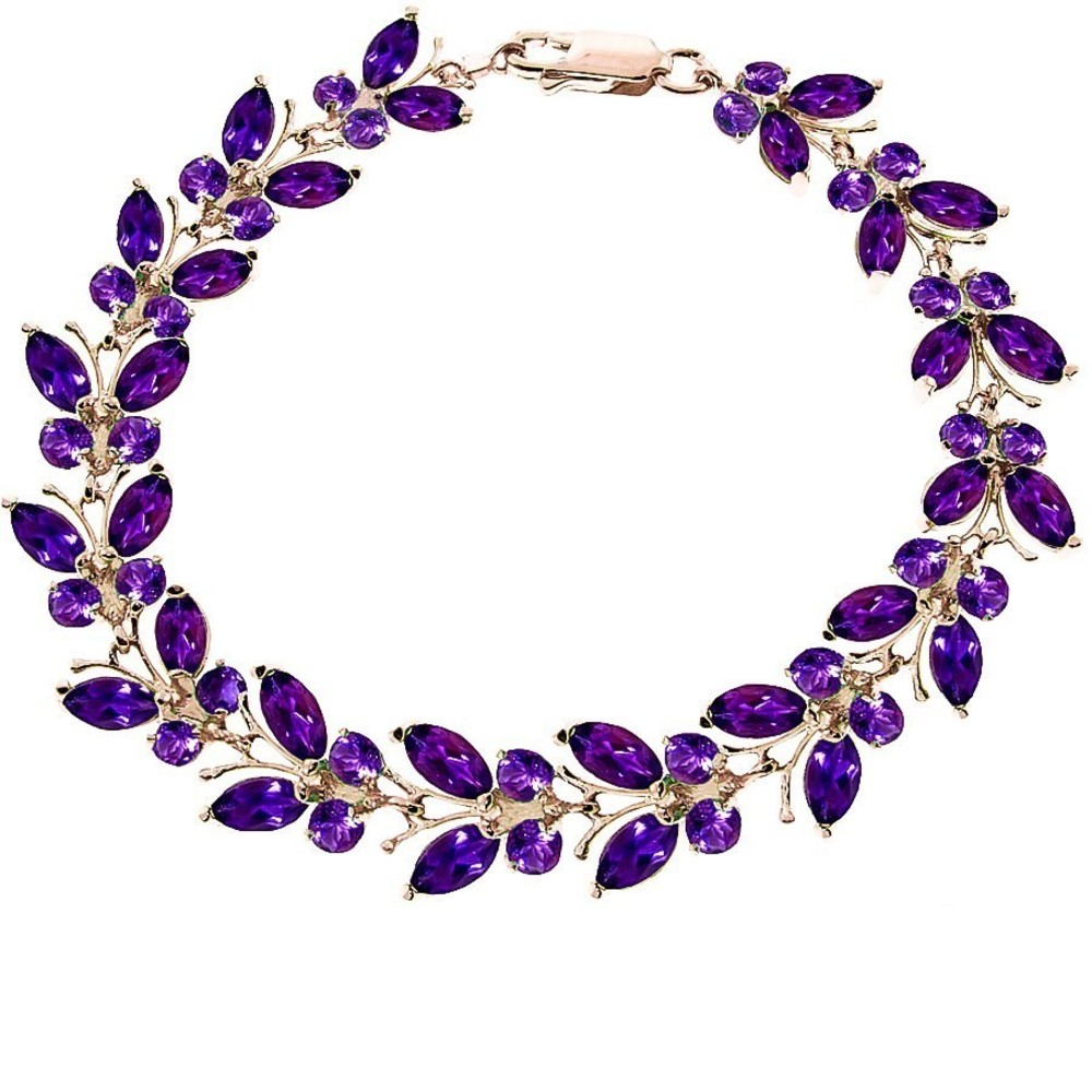 14K. SOLID GOLD BUTTERFLY BRACELET WITH AMETHYSTS (Rose Gold)